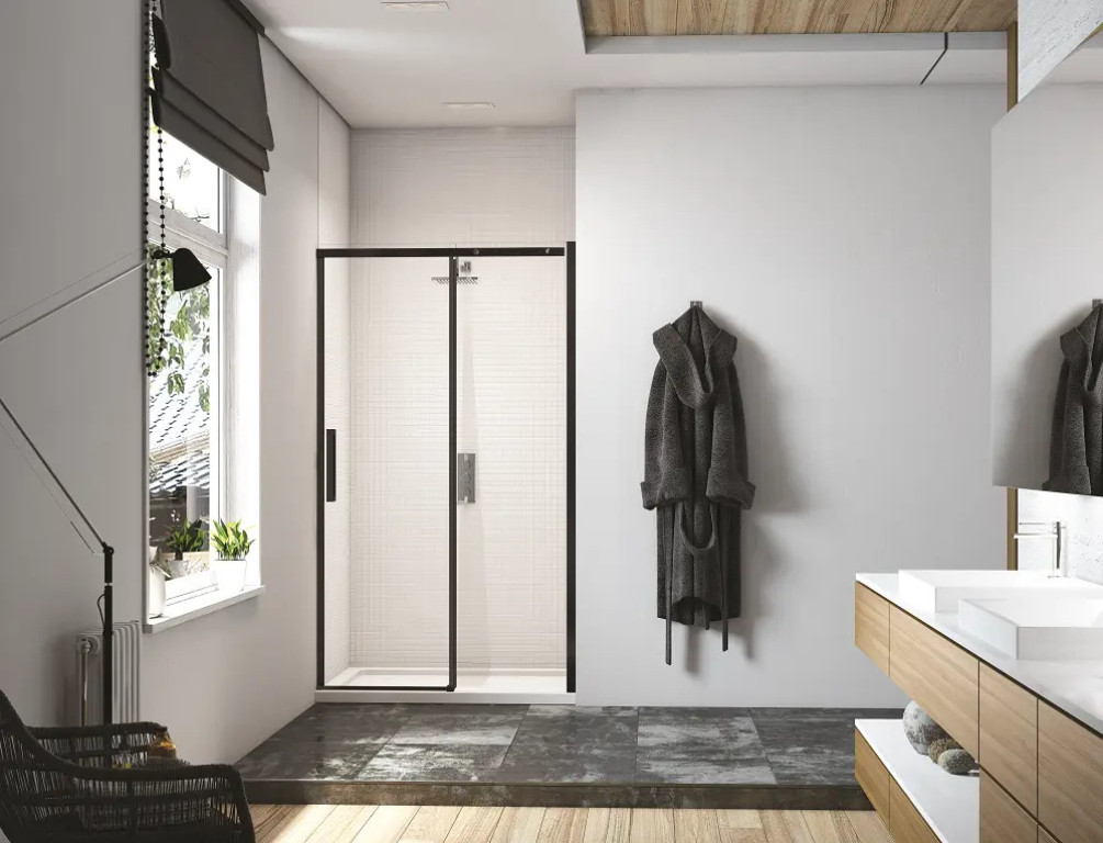 Ionic-Essence-Frameless-Black-Sliding-Door